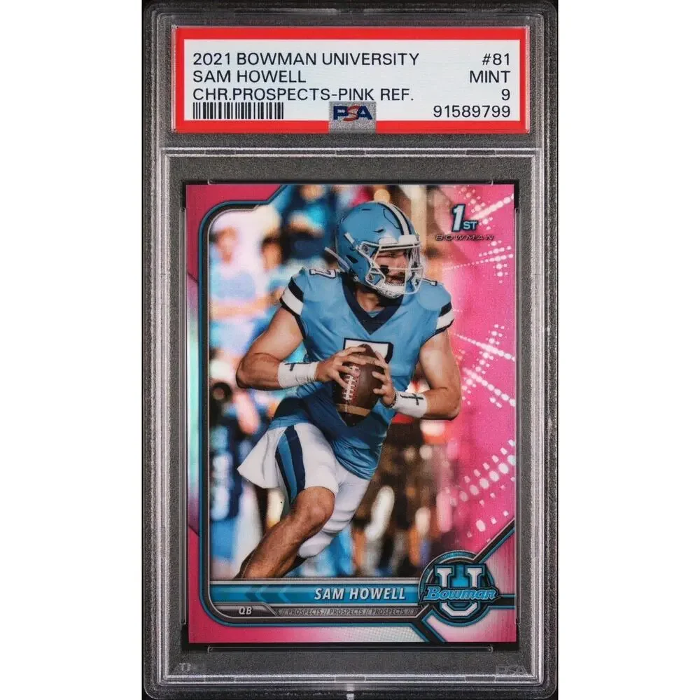 2021 1st Bowman U Chrome Prospects Sam Howell Commanders PSA 9 Pink Refractor SP